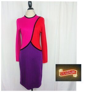 Vintage Outlander Knit Dress Medium Color Block